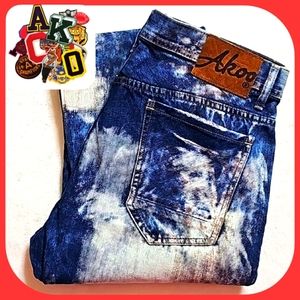 Akoo Distressed Straight-Leg Jeans. Men's Size: Waist 36x34 Inseam.